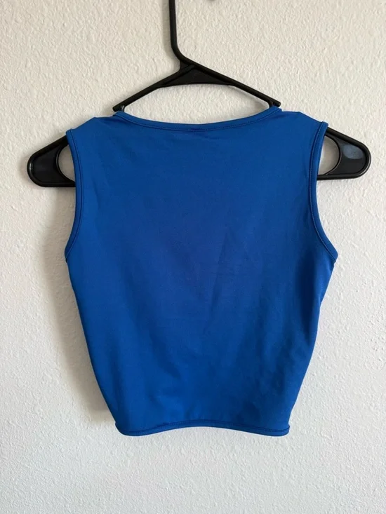 Amazon Cobalt Blue Ring-Front Sleeveless Crop Top - Picture 4 of 4